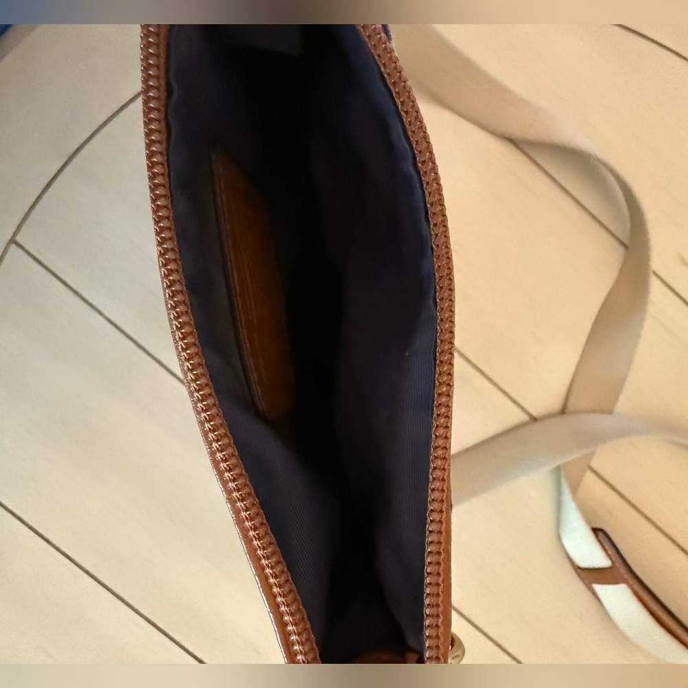 Denim Coach crossbody with zipper closure and front and back slip pockets - Picture 9 of 10